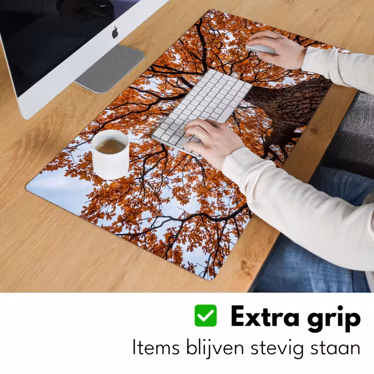 Boom - Bladerdak - Herfst - Oranje - Sfeervol Muismat XXL klein -sfeer3