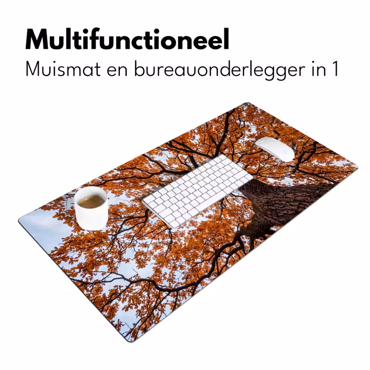 Boom - Bladerdak - Herfst - Oranje - Sfeervol Muismat XXL klein -sfeer4