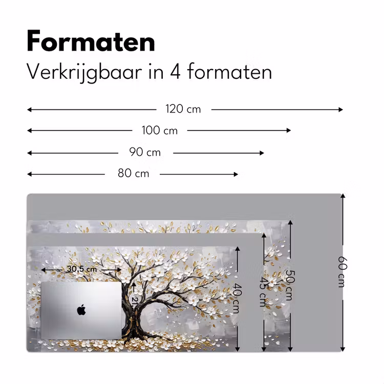 Boom - Bloemen - Natuur - Abstract - Wit Muismat XXL klein -sfeer5