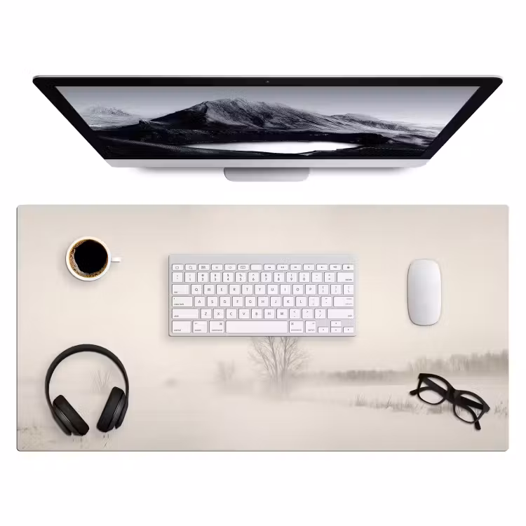 Boom - Mist - Sneeuw - Winter - Minimalistisch Muismat XXL klein -3d