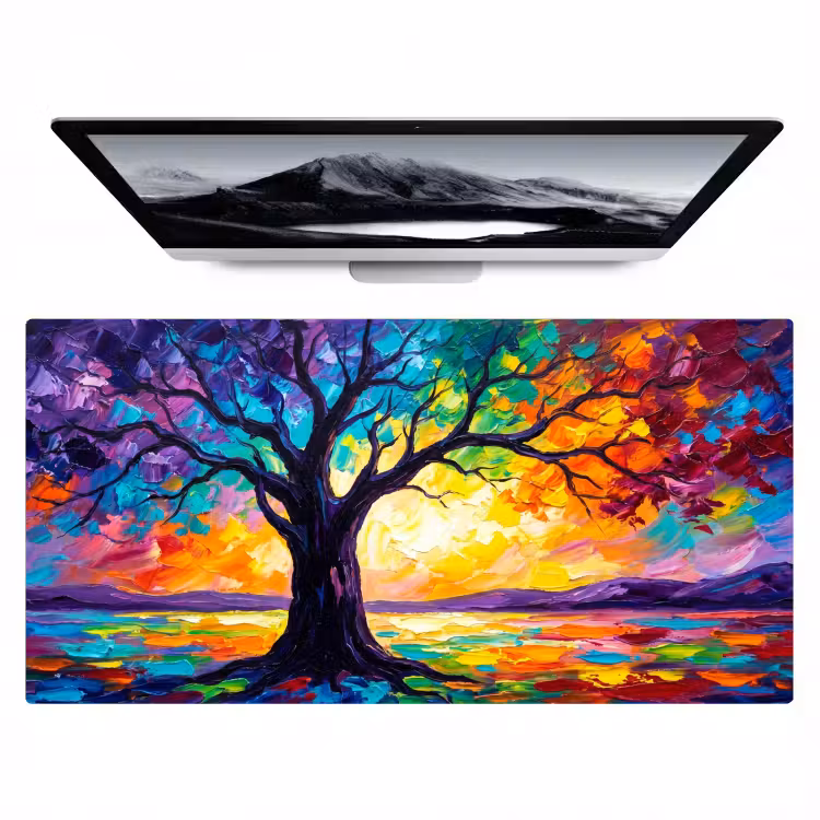 Boom - Landschap - Natuur - Abstract - Kleurrijk Muismat XXL klein -zzz3d