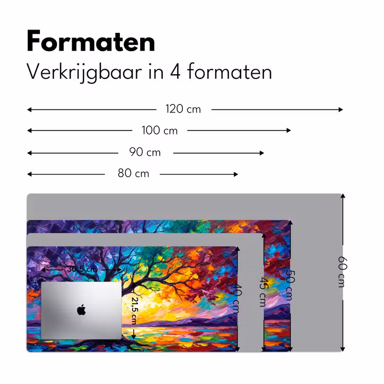 Boom - Landschap - Natuur - Abstract - Kleurrijk Muismat XXL klein -sfeer5