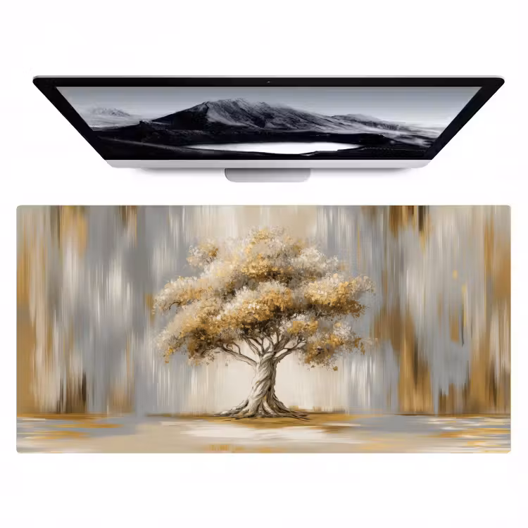Boom - Bladeren - Abstract - Wit Muismat XXL klein -zzz3d