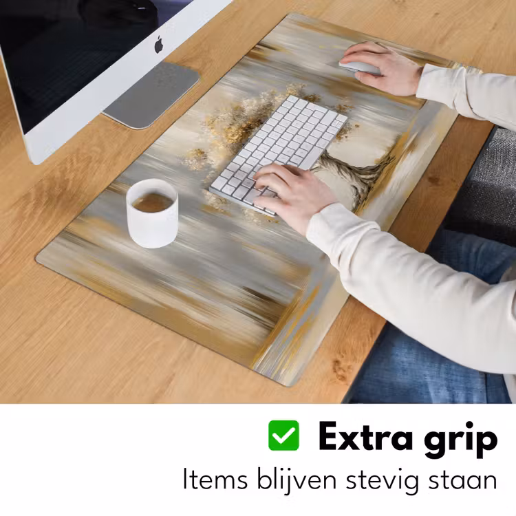 Boom - Bladeren - Abstract - Wit Muismat XXL klein -sfeer3
