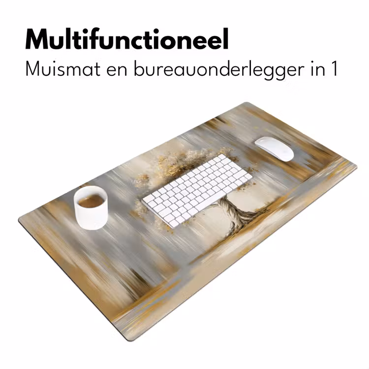 Boom - Bladeren - Abstract - Wit Muismat XXL klein -sfeer4