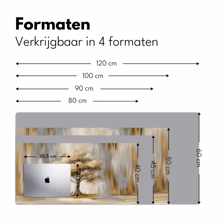 Boom - Bladeren - Abstract - Wit Muismat XXL klein -sfeer5