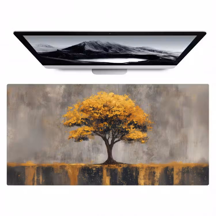 Boom - Bladeren - Goud - Abstract Muismat XXL klein -zzz3d