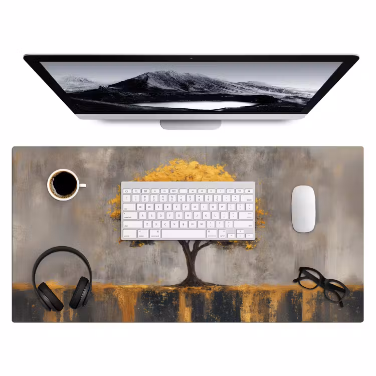 Boom - Bladeren - Goud - Abstract Muismat XXL klein -3d