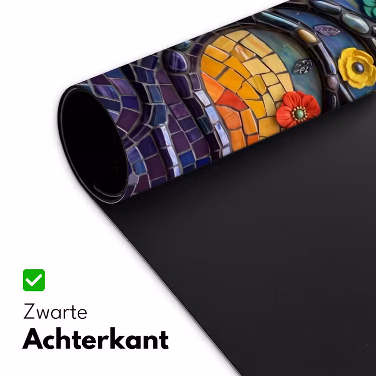 Levensboom - Mozaïek - Bloemen - Kleurrijk - Vrolijk Muismat XXL klein -sfeer2