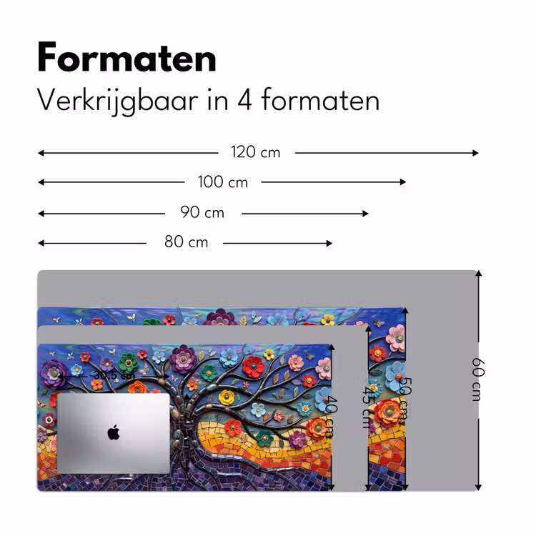 Levensboom - Mozaïek - Bloemen - Kleurrijk - Vrolijk Muismat XXL klein -sfeer5