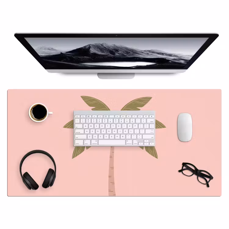 Boom - Palm - Natuur - Illustratie - Roze Muismat XXL klein -3d