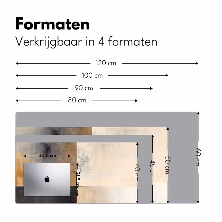 Boom - Vlakken - Takken - Kleurverloop Muismat XXL klein -sfeer5