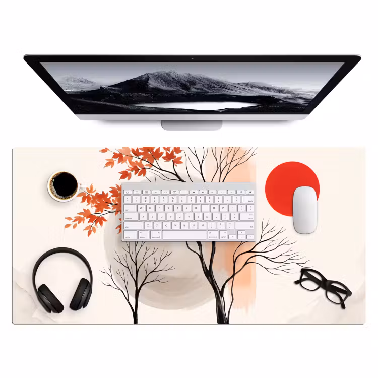 Desk Mat - Tree - Red - Abstract - Boom - Rood - Abstract Muismat XXL klein
