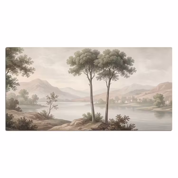 Bomen - Meer - Bergen - Illustratie Muismat XXL klein -3d_leeg