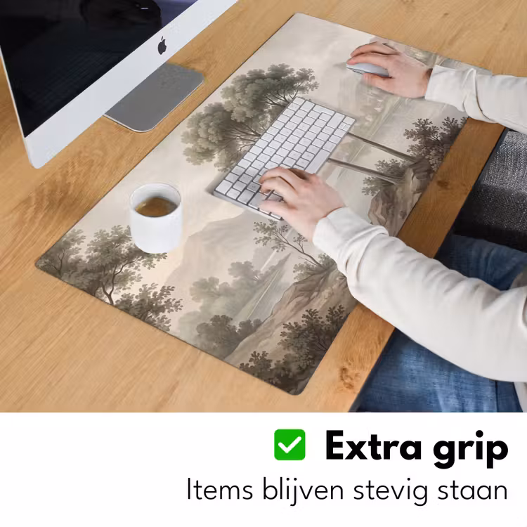 Bomen - Meer - Bergen - Illustratie Muismat XXL klein -sfeer3