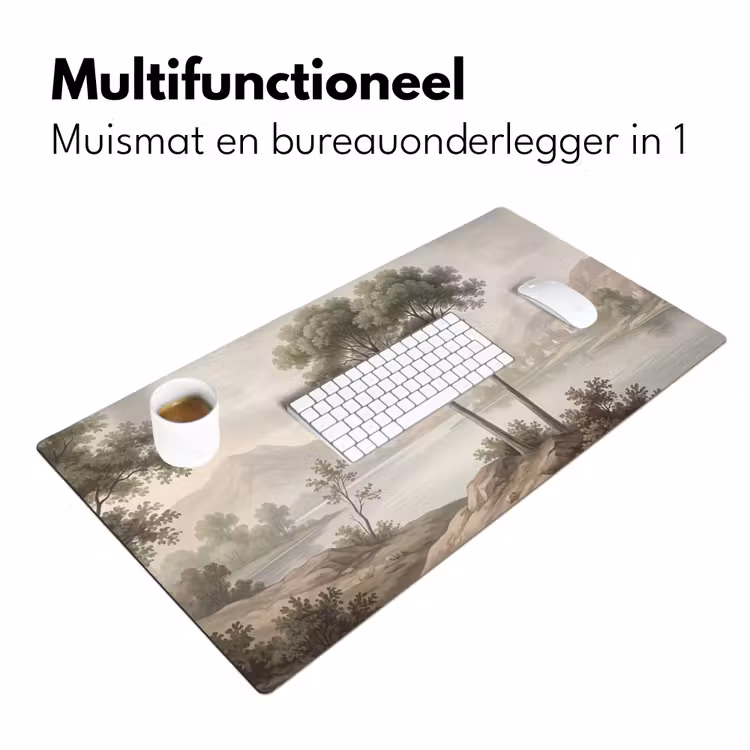 Bomen - Meer - Bergen - Illustratie Muismat XXL klein -sfeer4