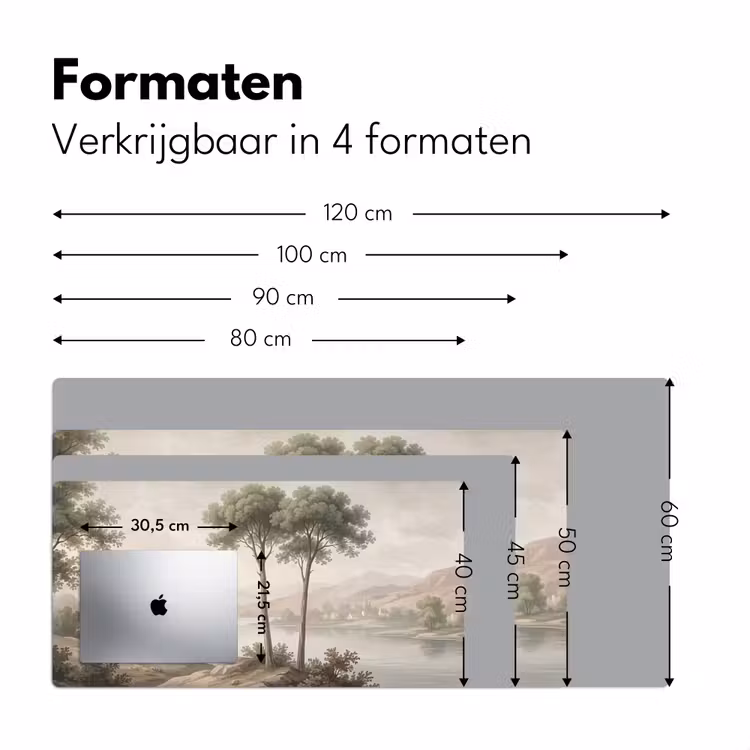 Bomen - Meer - Bergen - Illustratie Muismat XXL klein -sfeer5