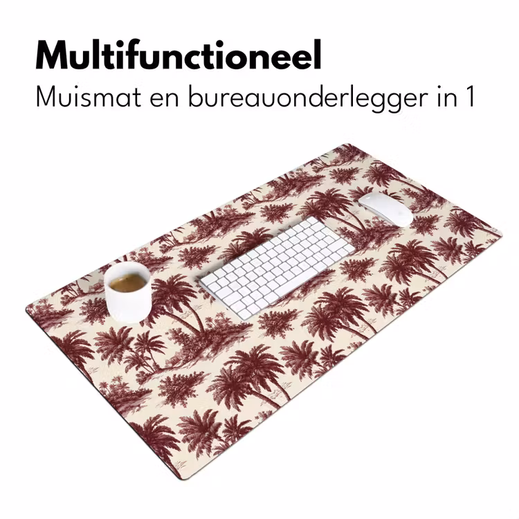 Tropisch - Geometrisch - Bordeauxrood Muismat XXL klein 681 -sfeer4