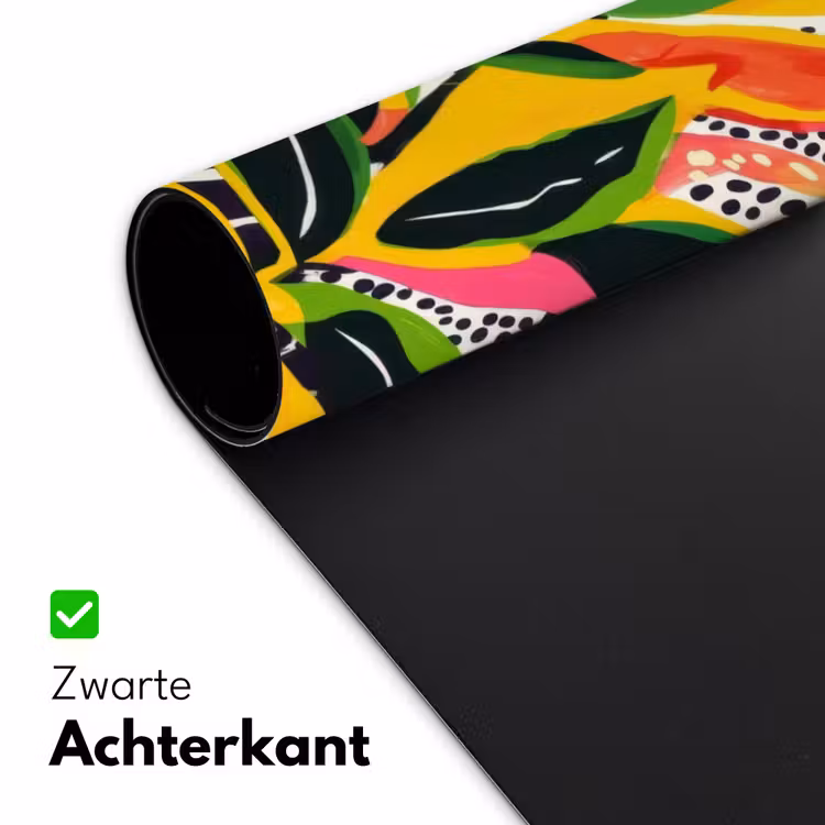 Tropisch - Bladeren - Zwart - wit Muismat XXL klein -sfeer2