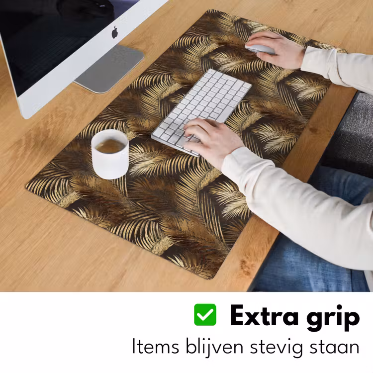 Tropisch - Bladeren - Goud Muismat XXL klein 681 -sfeer3