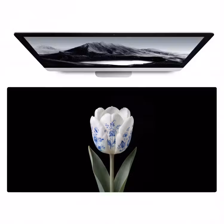 Tulp - Patroon - Blauw Muismat XXL klein -zzz3d