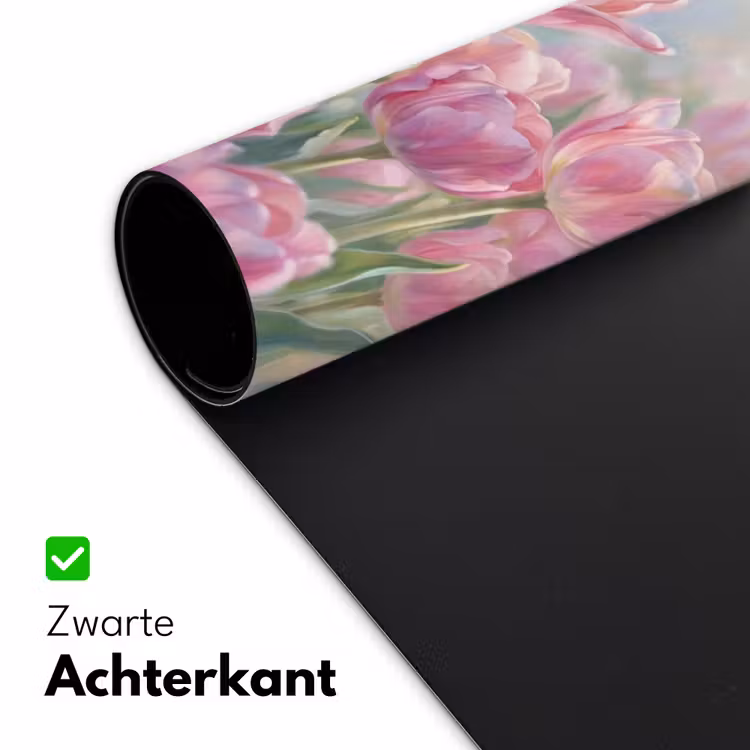 Tulpen - Veld - Lente - Roze Muismat XXL klein -sfeer2