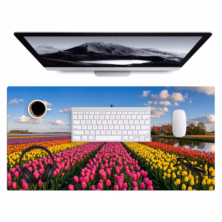 Tulpen - Holland - Molen - Kleurrijk Muismat XXL klein -3d
