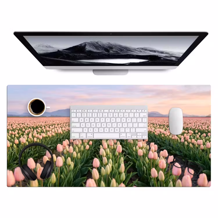 Tulpen - Landschap - Roze Muismat XXL klein -3d
