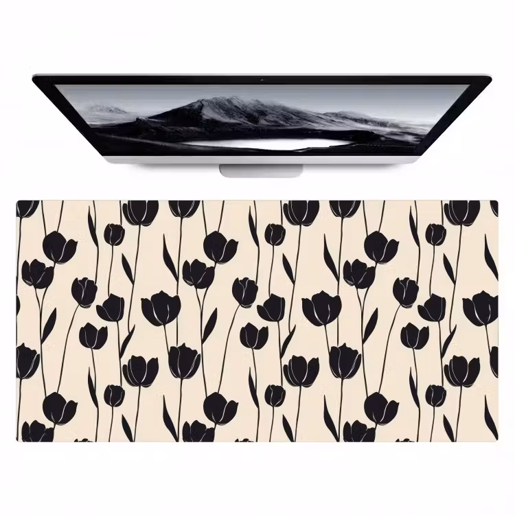 Tulpen - Patroon - Zwart Muismat XXL klein 681 -zzz3d