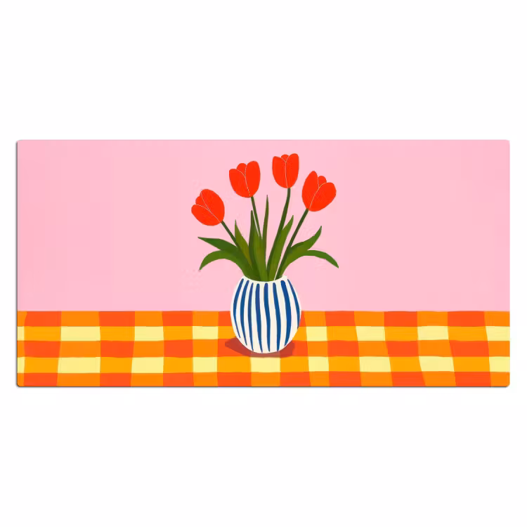 Tulpen - Roze - Vaas Muismat XXL klein -3d_leeg