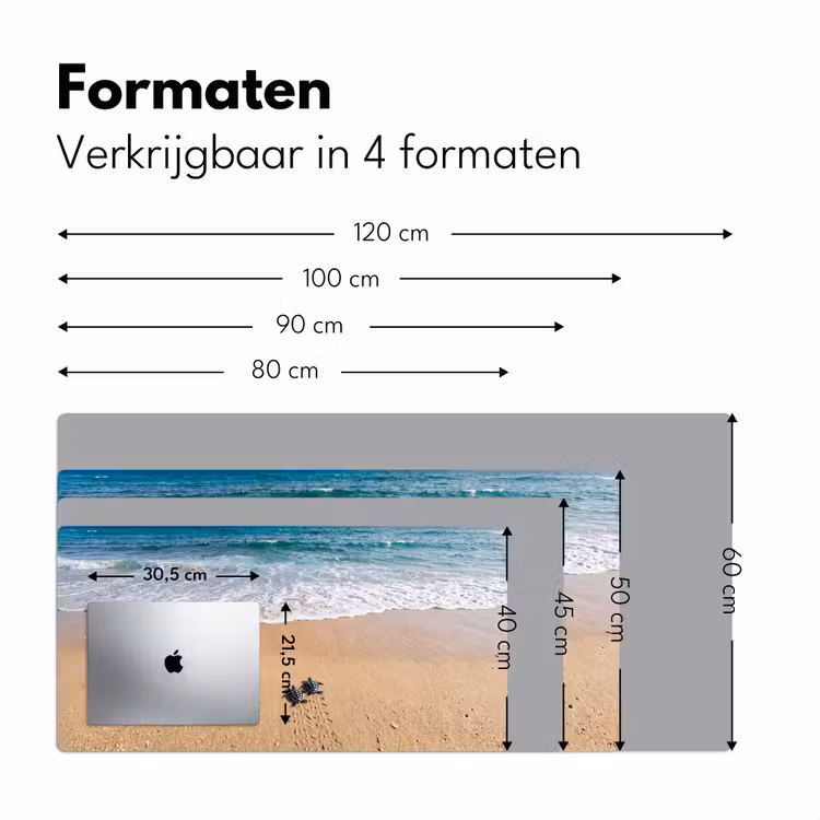 Schildpad - Jong - Strand - Oceaan - Blauw Muismat XXL klein -sfeer5