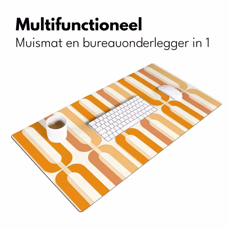 U-vorm - Retro - Oranje Muismat XXL klein 681 -sfeer4