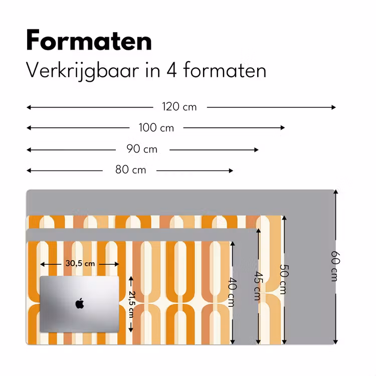 U-vorm - Retro - Oranje Muismat XXL klein 681 -sfeer5