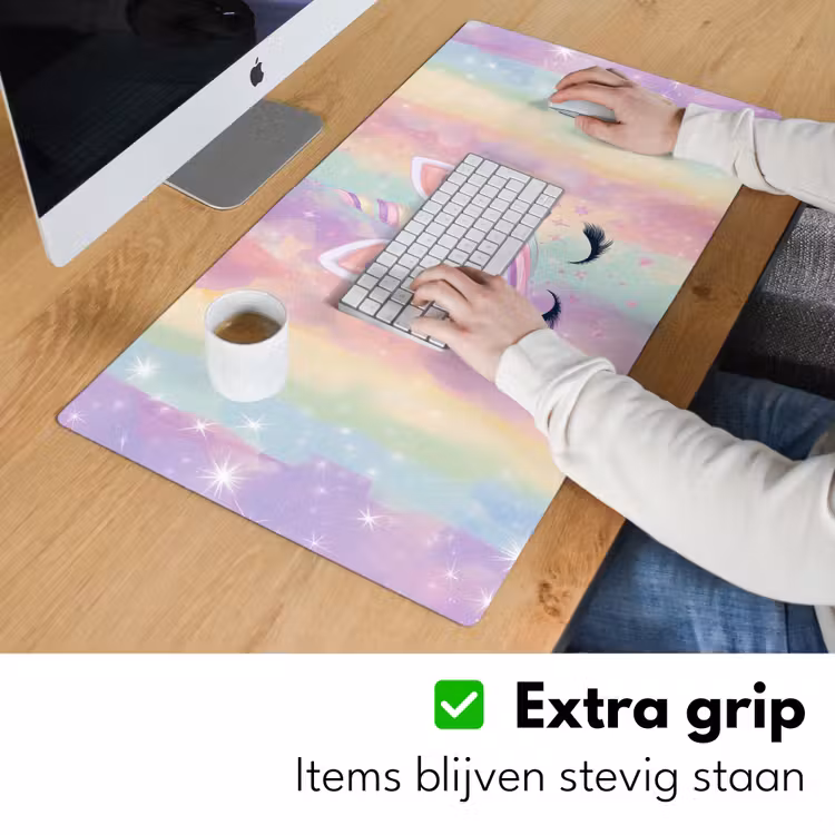 Eenhoorn - Glitters - Regenboog - Pastel Muismat XXL klein -sfeer3
