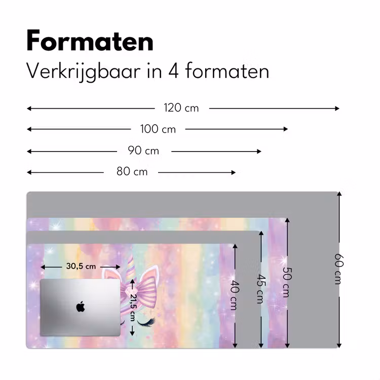 Eenhoorn - Glitters - Regenboog - Pastel Muismat XXL klein -sfeer5
