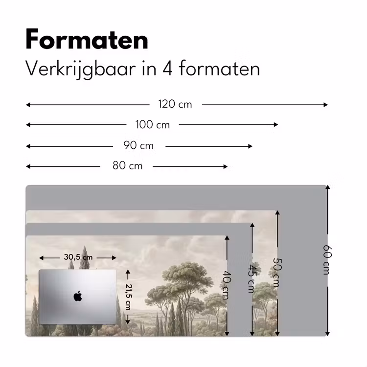 Vallei - Bos - Natuur - Groen Muismat XXL klein -sfeer5