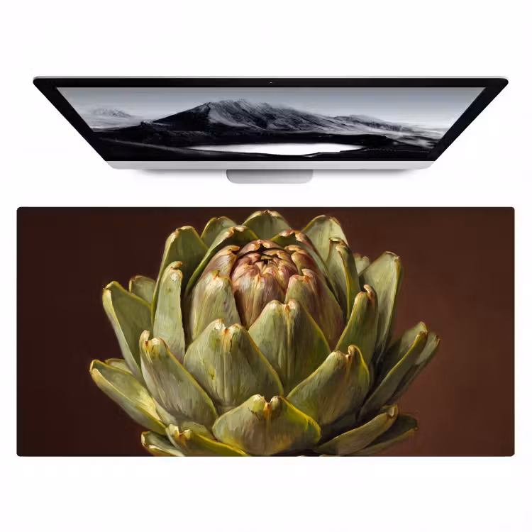 Desk Mat - Vegetable - Artichoke - Green - Groente - Artisjok - Groen Muismat XXL klein