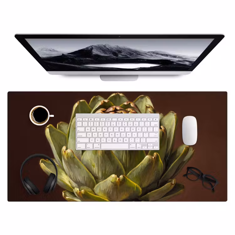 Desk Mat - Vegetable - Artichoke - Green - Groente - Artisjok - Groen Muismat XXL klein
