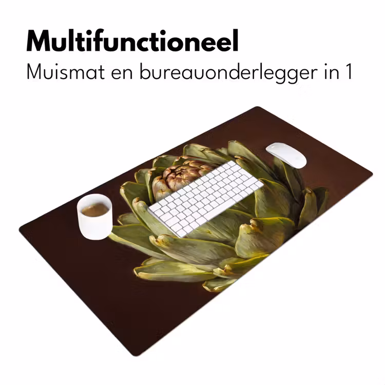 Desk Mat - Vegetable - Artichoke - Green - Groente - Artisjok - Groen Muismat XXL klein