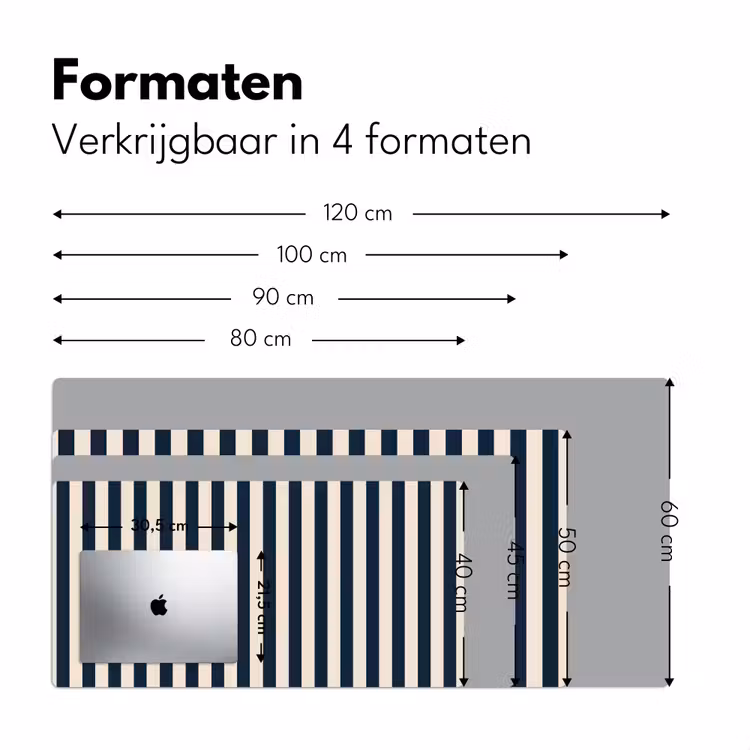 Verticale strepen - Blauw - Crème Muismat XXL klein 681 -sfeer5