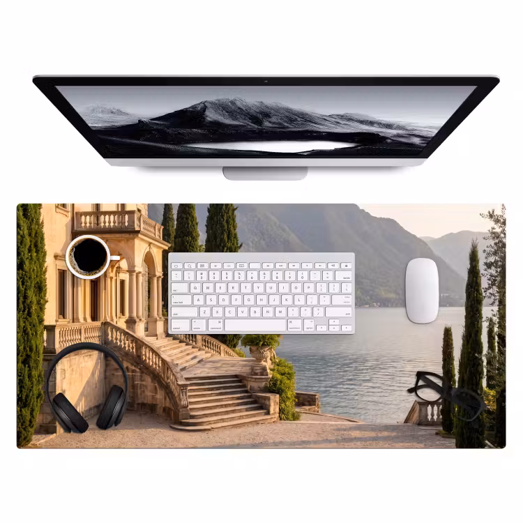 Desk Mat - Villa - Water - Stairs - Villa - water -trappen Muismat XXL klein