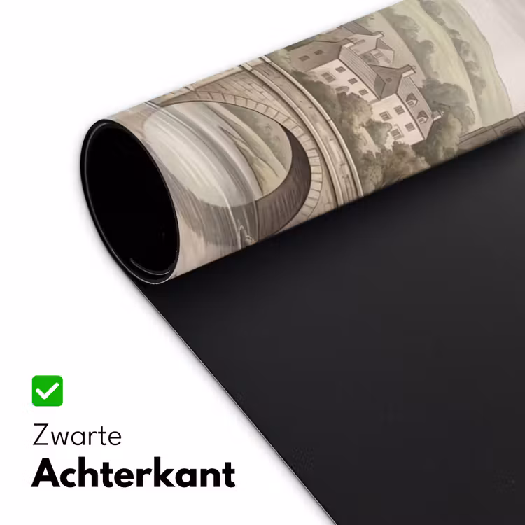 Dorp - Brug - Uitzicht - Groen Muismat XXL klein -sfeer2