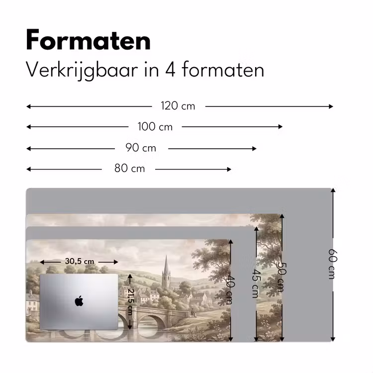 Dorp - Brug - Uitzicht - Groen Muismat XXL klein -sfeer5