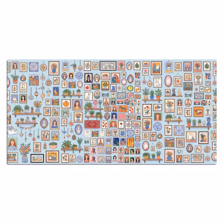 Wanddecoratie - Collectie - Huis - Illustratief - Kleurrijk Muismat XXL klein -3d_leeg