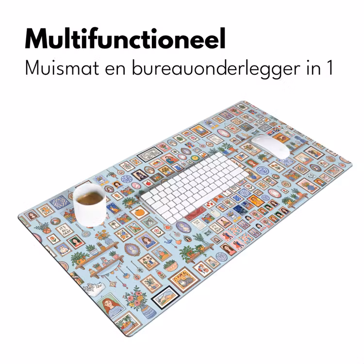 Wanddecoratie - Collectie - Huis - Illustratief - Kleurrijk Muismat XXL klein -sfeer4