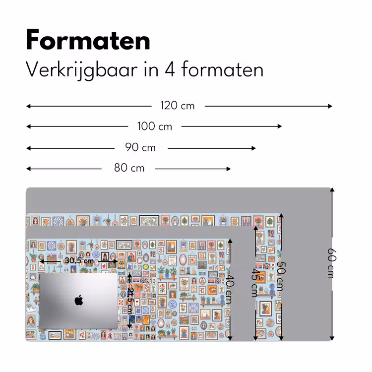 Wanddecoratie - Collectie - Huis - Illustratief - Kleurrijk Muismat XXL klein -sfeer5
