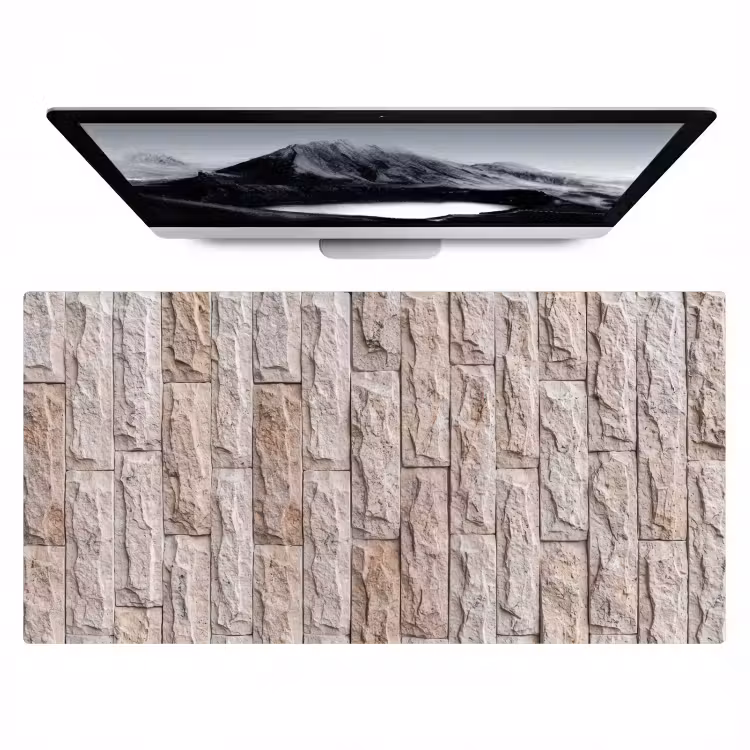 Muur - Steen - Ruw - Beige - Textuur Muismat XXL klein -zzz3d