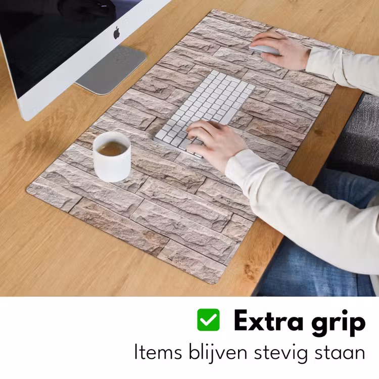 Muur - Steen - Ruw - Beige - Textuur Muismat XXL klein -sfeer3