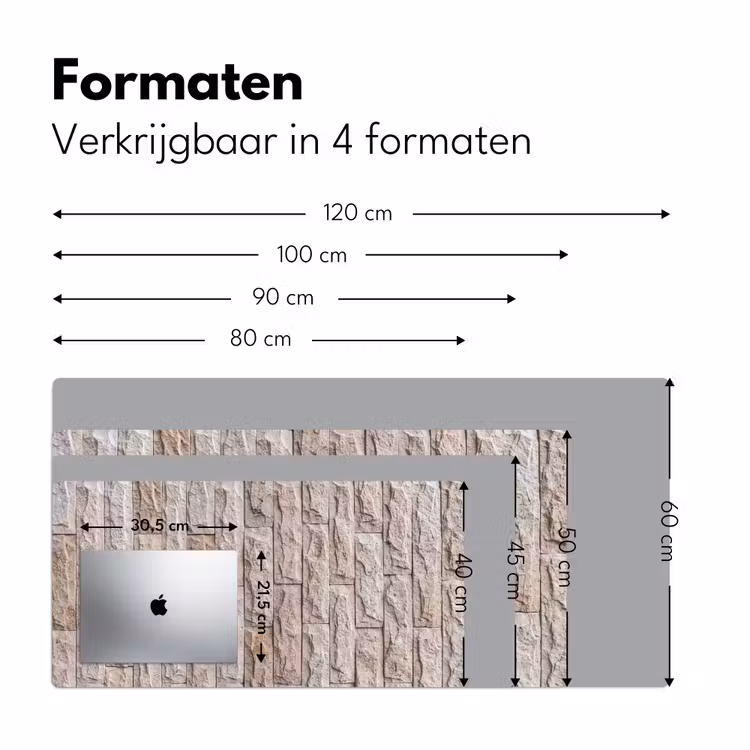 Muur - Steen - Ruw - Beige - Textuur Muismat XXL klein -sfeer5