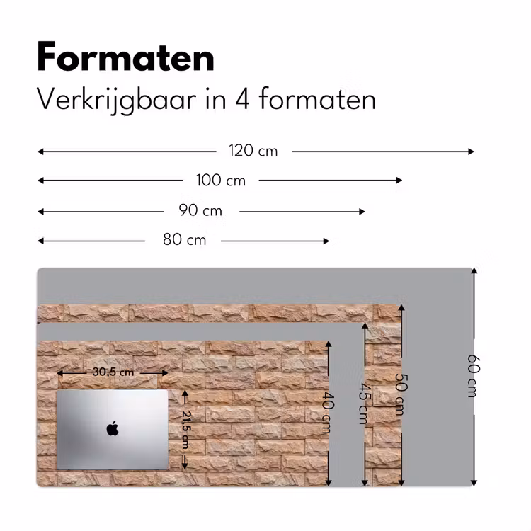 Muur - Steen - Ruw - Textuur - Beige Muismat XXL klein -sfeer5